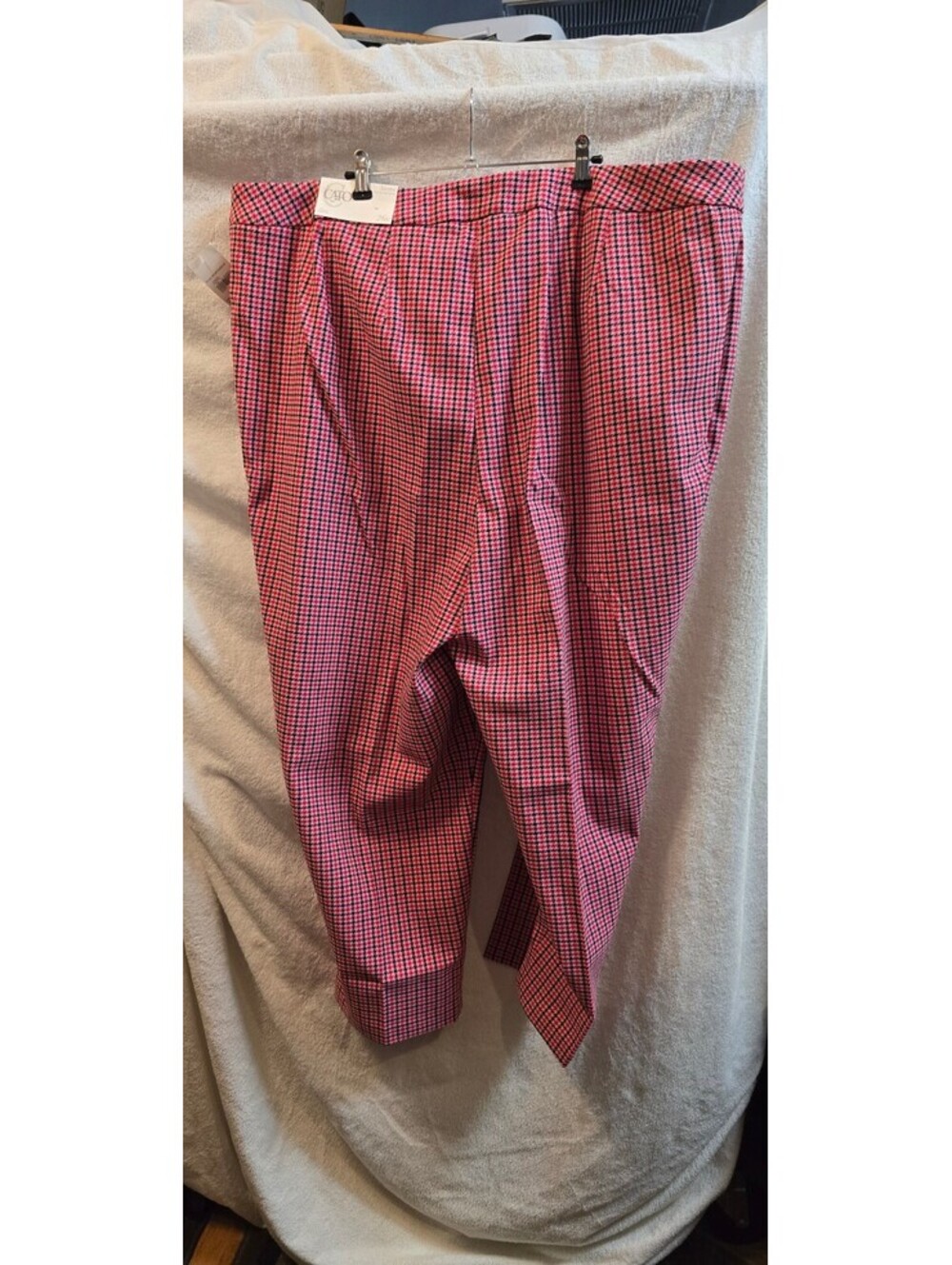 Cato Plus Sportswear Slim Hi-Rise Pants 26W Pink Red Black Houndstooth - Picture 2 of 4